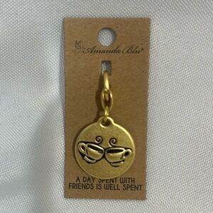 NWT Amanda Blu | Coffee Charm Gold A Day Spent With Friends Is Well Spent Round
